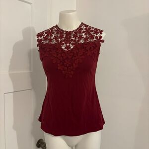 Yoins Your Inspiration Size Medium Y2K Floral Trim Applique Red High Neck Top